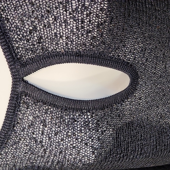 boston Proper Mesh Sequin Slit Arm Keyhole Front Top - Picture 5 of 8